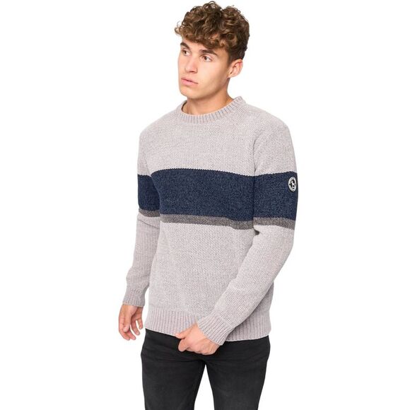 Bewley & Ritch Mens Maskell Knitted Crew Neck Sweatshirt / Light Grey